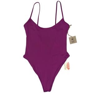 NWT Free People Toast Swim High Cut One Piece Wild Aster Purple Swimsuit Size M